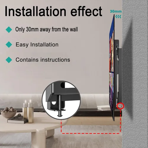 Miniatura 3 de Soporte fijo de pared para televisores y monitores de pantalla plana de 14 a 42 pulgadas, soporte universal de perfil bajo, VESA de hasta 7.874 x