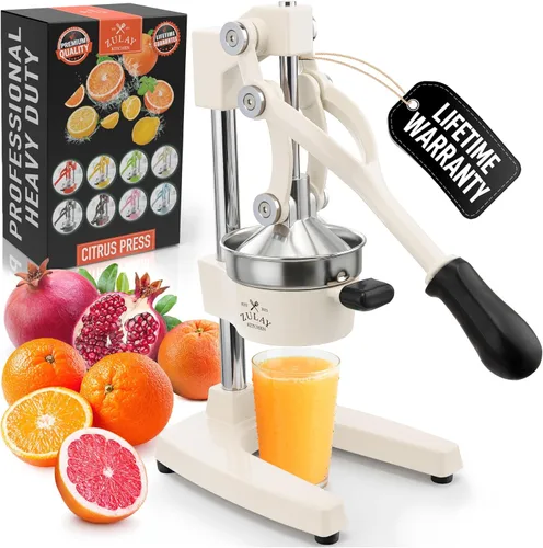 Miniatura 22 de Zulay Kitchen Exprimidor de hierro fundido, exprimidor manual resistente con coladores desmontables para una fácil limpieza, prensa de jugo