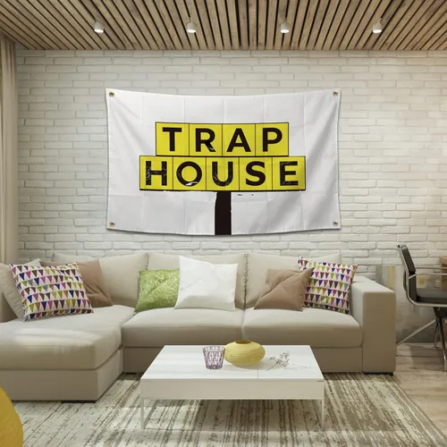 Miniatura 3 de Bandera de Trap House Graciosa Póster Duradera Bandera de Pared de Cueva de Hombre con Ojales de Latón de 3 x 5 Pies para Decoración de Dormitorio