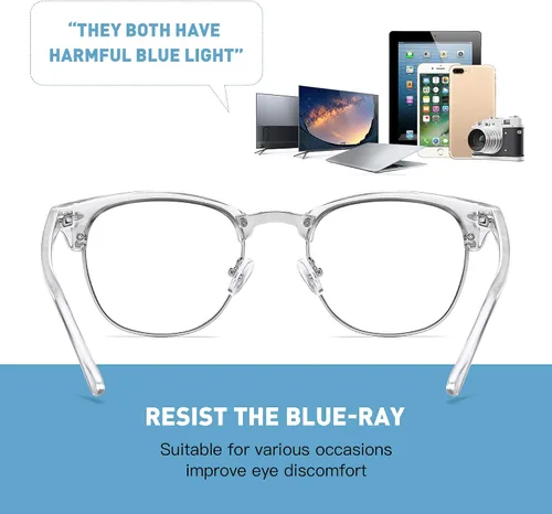 Miniatura 4 de Gafas de Luz Azul para Mujer/Hombre Gafas de Computadora de Luz Azul para Mujeres/Hombres A04-cristal marco plateado