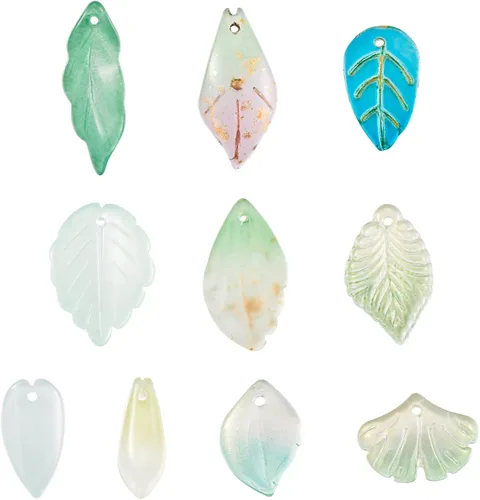 Miniatura 16 de Craftdady Dijes de cuentas de hojas de arce transparentes, colgantes colgantes de adorno para colgar, bonitos dijes para collares, pulseras