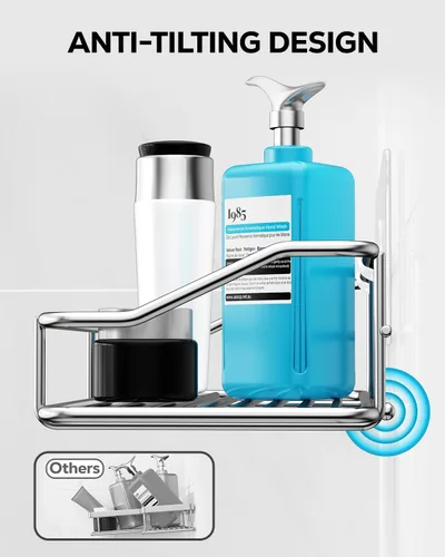 Miniatura 7 de Nieifi - Estante adhesivo para ducha con estantes de almacenamiento sin perforación de acero inoxidable con ganchos para baño, lavabo, aseo