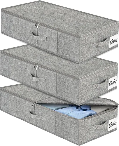 Miniatura 13 de Contenedores de Almacenamiento Debajo de la Cama Paquete de 2, 4.5 Pulgadas de Perfil Bajo y Delgado, Organizador de Almacenamiento de Ropa Debajo