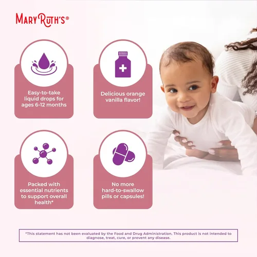 Miniatura 6 de MaryRuth Organics Multivitamínico con hierro para bebés USDA Organic Gotas líquidas para bebés de 6 a 12 meses Apoyo inmunológico y bienestar