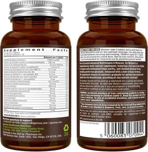 Miniatura 7 de Multivitamínico y minerales para mujeres + paquete vegano de complejo de calcio y magnesio, multivitamínico avanzado de liberación sostenida +