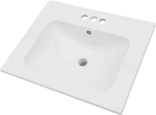 Miniatura 25 de Lordear Fregadero de baño blanco con un agujero de 24 x 20 pulgadas, un agujero, porcelana, cerámica, lavabo para lavabo de baño de 24 pulgadas
