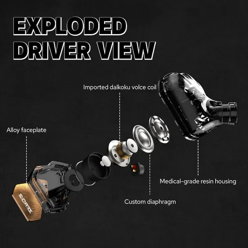 Miniatura 4 de Linsoul 7Hz x Crinacle Zero:2: Monitor de oído intrauditivo, controlador dinámico actualizado de 10mm IEM, auriculares con cable, auriculares