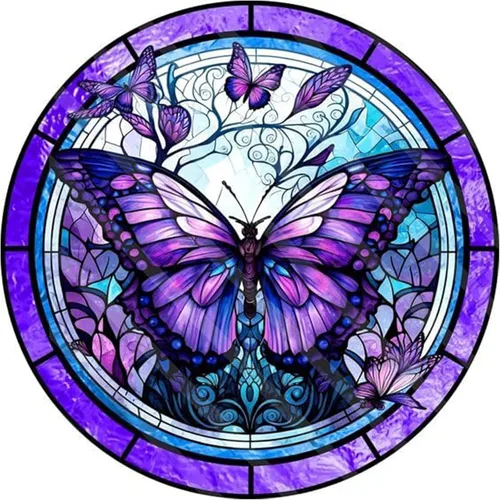 ajepon Kits de pintura de diamantes de mariposa para adultos, kits de arte de diamantes de mariposa de vidrieras para adultos, kits de arte de gemas