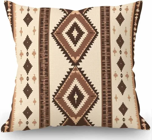 Miniatura 10 de Swono Funda de Almohada Decorativa con Patrón Étnico Abstracto Estampado del Suroeste Funda de Cojín Estilo Granja para Sofá Sillón 18x18 Pulgadas
