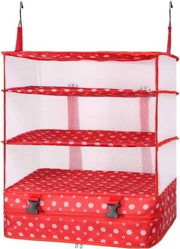 Miniatura 29 de TABITORA - Estantería portátil y plegable de gran capacidad con ganchos para colgar, ideal como almacenamiento para viajes