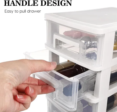 Miniatura 4 de Healeved Organizador de almacenamiento de escritorio de 5 cajones de plástico transparente pequeño cajón unidad de almacenamiento de escritorio