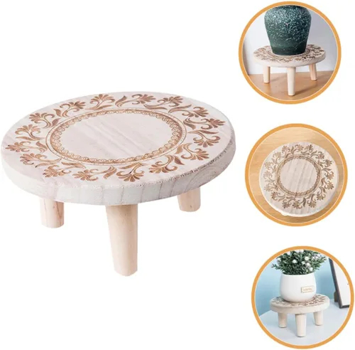 Miniatura 8 de OSALADI Pequeño soporte de madera para plantas suculentas de interior, pedestal de madera, taburete de madera pequeño, soporte para macetas, soporte