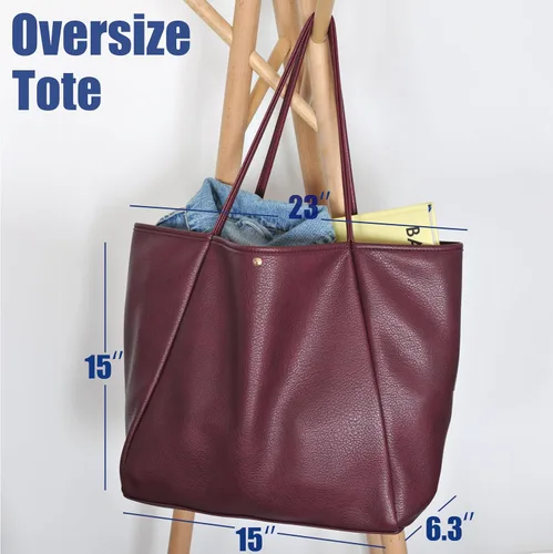 Miniatura 30 de HOXIS Bolso de mano de cuero PU de gran tamaño para mujer, bolso de fin de semana, bolso de viaje