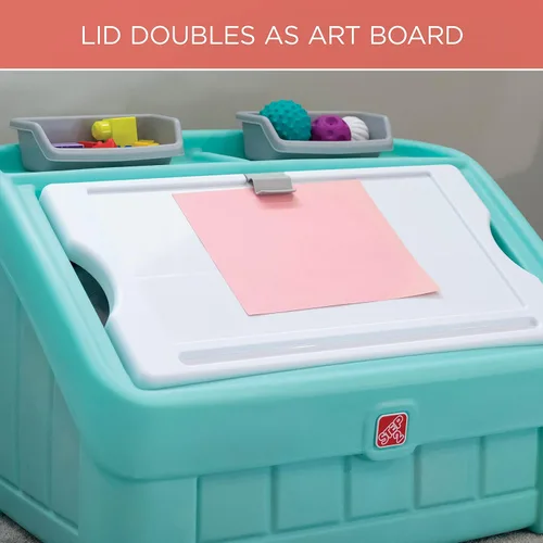 Miniatura 3 de Step2 Caja de juguetes y tapa de arte 2 en 1, contenedor y organizador de juguetes para niños, caballete y cofre en uno, hecho de plástico duradero