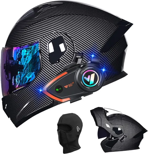Miniatura 28 de Cascos de motocicleta para hombre, aprobado por DOT, casco de motocicleta de cara completa para adultos, casco de motocicleta con doble visera, D
