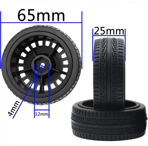 Miniatura 6 de Diámetro exterior de 2.756 in de goma y llantas de nailon de 0.472 pulgadas compatibles con Tamiya HPI Kyosho HSP 1/10 1/12 On-Road Touring Car