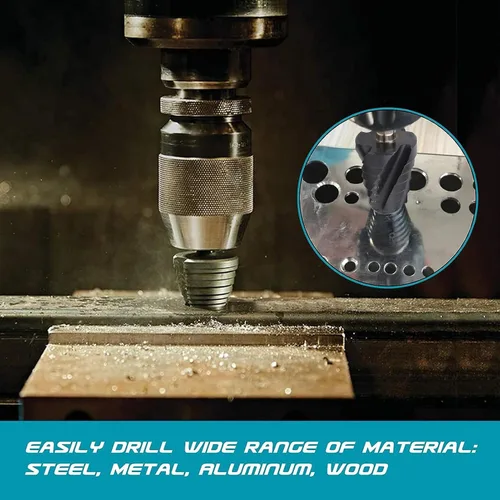 Miniatura 5 de M35 Cobalt Step Drill Bit Set, 4 Spiral Flute Step Bits with 1/4 Inch Shank, Multi Functional Step Bit for Metal Wood Plastic, Includes 3 Step Bits