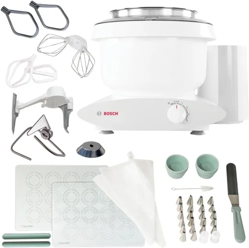 Bosch Universal Plus- Batidora de pie con paquete de accesorios NutriMill Baker's Pack que incluye raspador de tazón, paletas para galletas y
