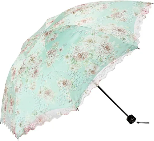 Honeystore Parasol vintage con estampado de flores anti-UV plegable encaje bordado paraguas