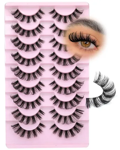 Miniatura 5 de Pestañas postizas que parecen extensiones de 0.630 pulgadas, tiras de pestañas con banda transparente, pestañas de visón sintético, pestañas