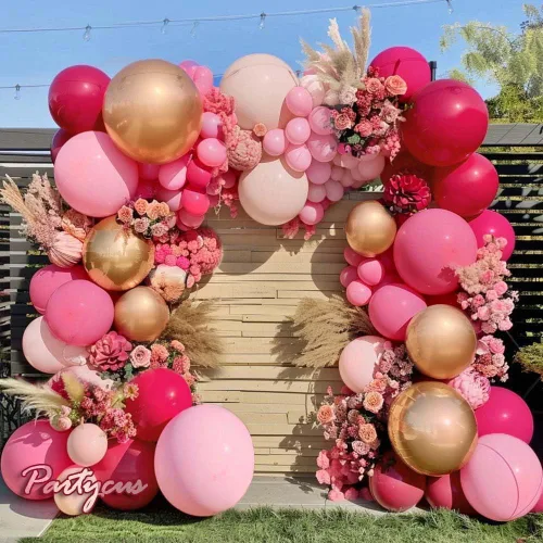 Miniatura 10 de Kit de arco de guirnalda de globos pastel de doble relleno, globos de color rosa bebé, morado, amarillo, verde, con látex lila metálico para baby