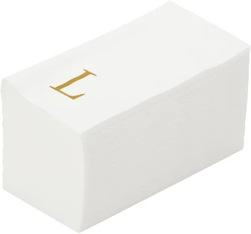 Miniatura 60 de Luxenap Toallas de invitados de tacto de lino de 15.8 X 7.9 pulgadas, 50 toallas de mano con letras - Letra dorada "S", fuente sans serif