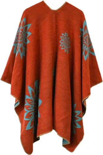Miniatura 214 de Urban CoCo Poncho de colores para mujer, chal con frente abierto, color en bloques