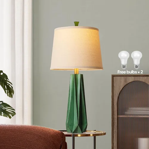 Miniatura 4 de WIHTU 3 Color Temperature Table Lamps Set of 2, Green Modern Table Lamp for Living Room, 27'' Beside Lamp with Linen Shade, Resin Desk Lamp for