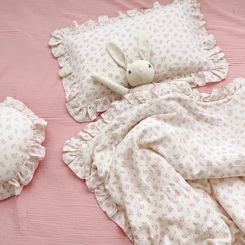 BuLuTu Funda de almohada de algodón para niños pequeños, tamaño estándar, estampado de flores de Galsang, suave funda de almohada de viaje con borde