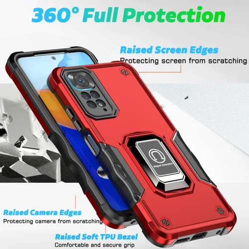 Miniatura 4 de Funda diseñada para Xiaomi Redmi Note 11 Pro con soporte giratorio, cubierta de cámara a prueba de caídas, protección de lente Shiled, funda