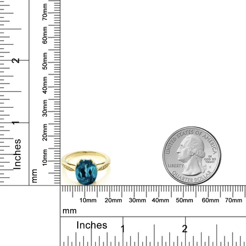 Miniatura 21 de Gem Stone King Anillo de compromiso de oro amarillo de 14 quilates de 2-3 quilates con piedra preciosa ovalada de 0.394 x 0.315 in y diamantes