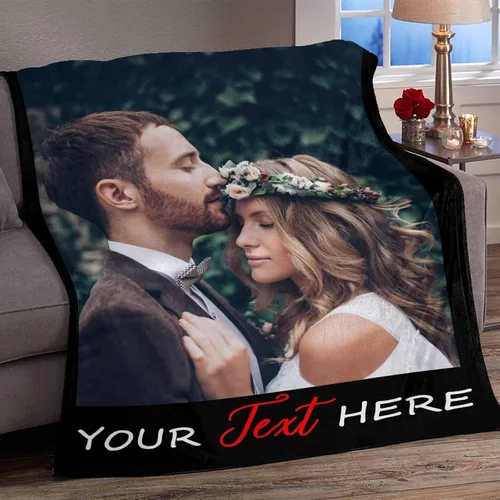 Miniatura 2 de YESCUSTOM Manta de fotos personalizada con tus fotos y textos, fabricada en Estados Unidos, regalo para esposas amigas para vacaciones, cumpleaños