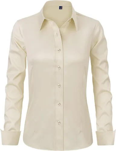 Miniatura 20 de J.VER - Camisas de vestir para mujer, diseño de manga larga, con botones, antiarrugas, blusa de trabajo unicolor
