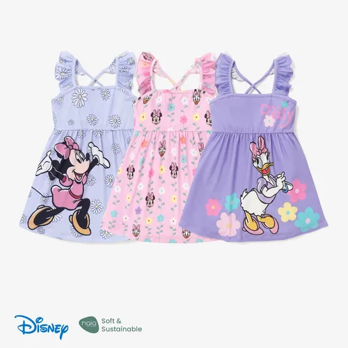 Miniatura 7 de Disney Vestido de princesa Minnie Mouse Frozen Elsa para niñas, con volantes, sin mangas, entrecruzado, ropa de verano para bebé a niño pequeño