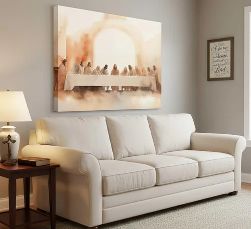 Miniatura 4 de Lienzo decorativo de la última cena para pared, historia bíblica, Jesús cristiano y doce apóstoles, pintura para decoración de pared, póster