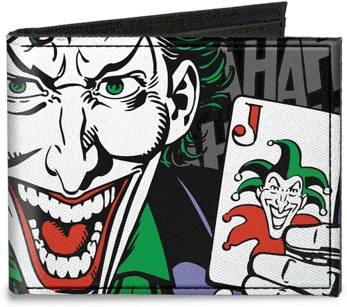 Buckle-Down Billetera de lona Bi-fold-The Joker Jajajaja Primer plano Pose Bla