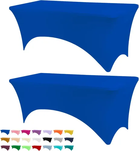 Miniatura 37 de BDDC - Fundas de mesa para mesas de 6 pies, manteles elásticos lavables y resistentes a las arrugas de color azul real de 6 pies para eventos