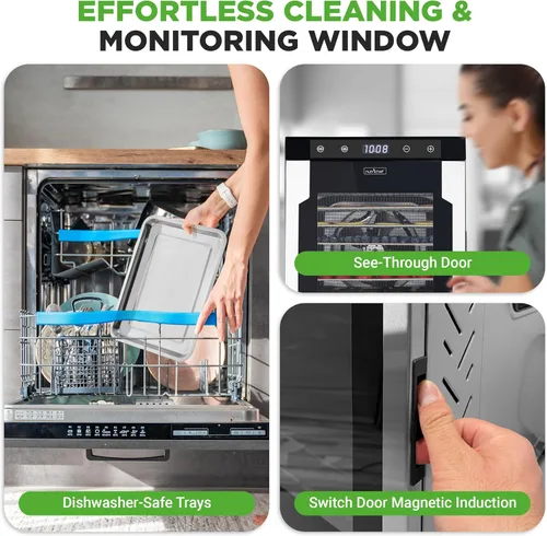 Miniatura 5 de NutriChef Deshidratador eléctrico de alimentos para encimera, 900 W, máquina de carne de res de varios niveles, secadora de frutas y verduras