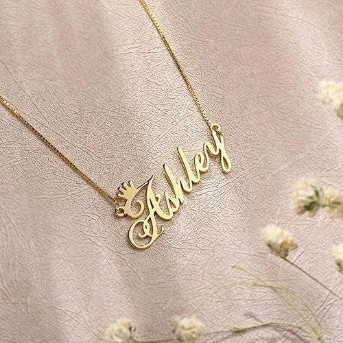 Miniatura 6 de Collar personalizado con nombre chapado en oro de 18 quilates, collares personalizados con nombre personalizado con placa de nombre, joyería