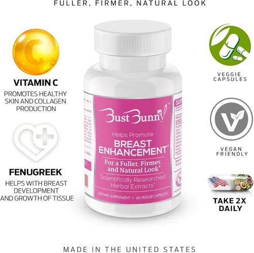 Miniatura 5 de Bust Bunny Píldoras de mejora de senos - Apto para veganos - Suministro para 6 meses La forma natural #1 de agrandar los senos y aumentar