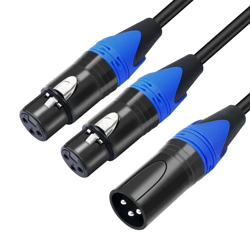 Miniatura 5 de Cable de micrófono divisor en Y XLR macho a 2 hembras, 3 pines XLR hembra a doble XLR macho Y-Splitter Cables de audio de micrófono equilibrado