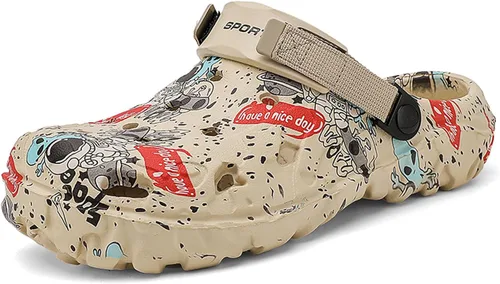 Miniatura 8 de SECHRITE Zuecos para hombre deportivos al aire libre, antideslizantes, con amortiguación, para playa, sandalias de casa con correa trasera ajustable