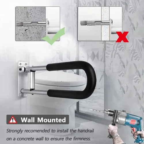 Miniatura 5 de Barras de agarre para discapacitados, pasamanos de inodoro de 30 pulgadas, barra de seguridad para baño, barandilla de soporte de mano, accesorios