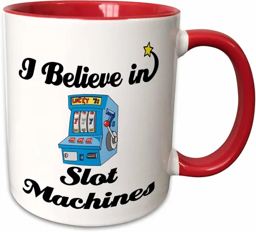 Miniatura 9 de 3dRose I Believe in Slot Machines - Taza de cerámica, 11 onzas, negro/blanco