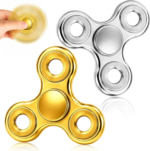 Miniatura 8 de Fidget Spinners 2 unidades, juguete de metal para aliviar el estrés, giro silencioso de alta velocidad, reducción de enfoque y ansiedad, juguetes
