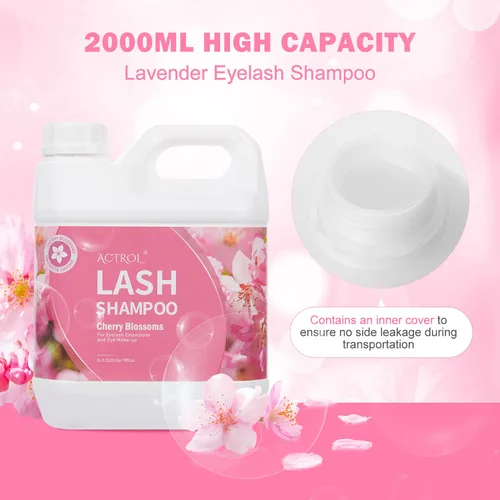 Miniatura 6 de ACTROL Limpiador de extensiones de pestañas Cherry Blossom 2L Natural Lash Extension Shampoo Professional Eyelid Foaming Cleanser Parabenos &