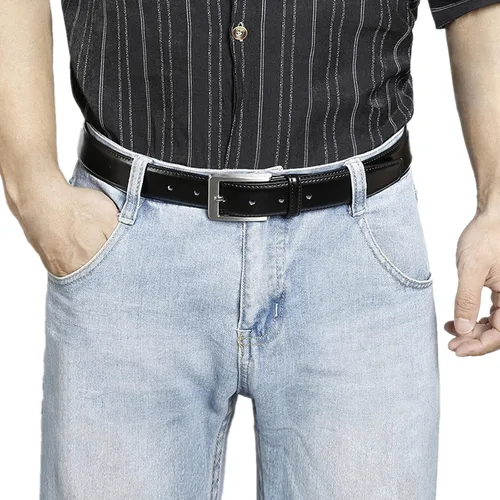 Miniatura 2 de XOUXOU Cinturones de Cuero Casuales para Hombre de Jeans Cinturón Clásico de Trabajo de Negocios de Vestir con Hebilla de Punta para Hombres