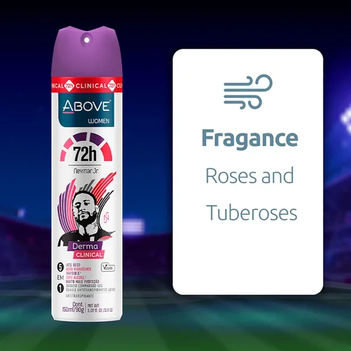 Miniatura 2 de ABOVE 72 Hours Derma Clinical Desodorante antitranspirante, Neymar Jr Mujeres, 3.17 oz – Desodorante para hombres – Notas de mandarina, cacao
