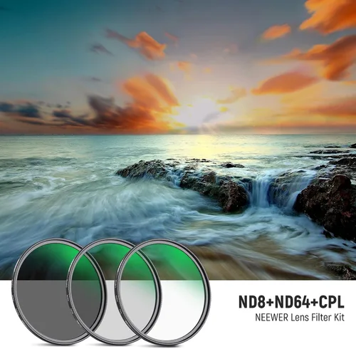 Miniatura 2 de NEEWER Kit de filtro de lente de 1.929 in ND8 ND64 CPL, densidad neutra+kit de filtro polarizador circular con 30 capas de revestimiento nano/vidrio