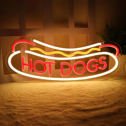 Balanar Señales de neón de PERROS CALIENTES para decoración de pared, luces de neón para PERROS CALIENTES, letreros LED de negocios adecuados para